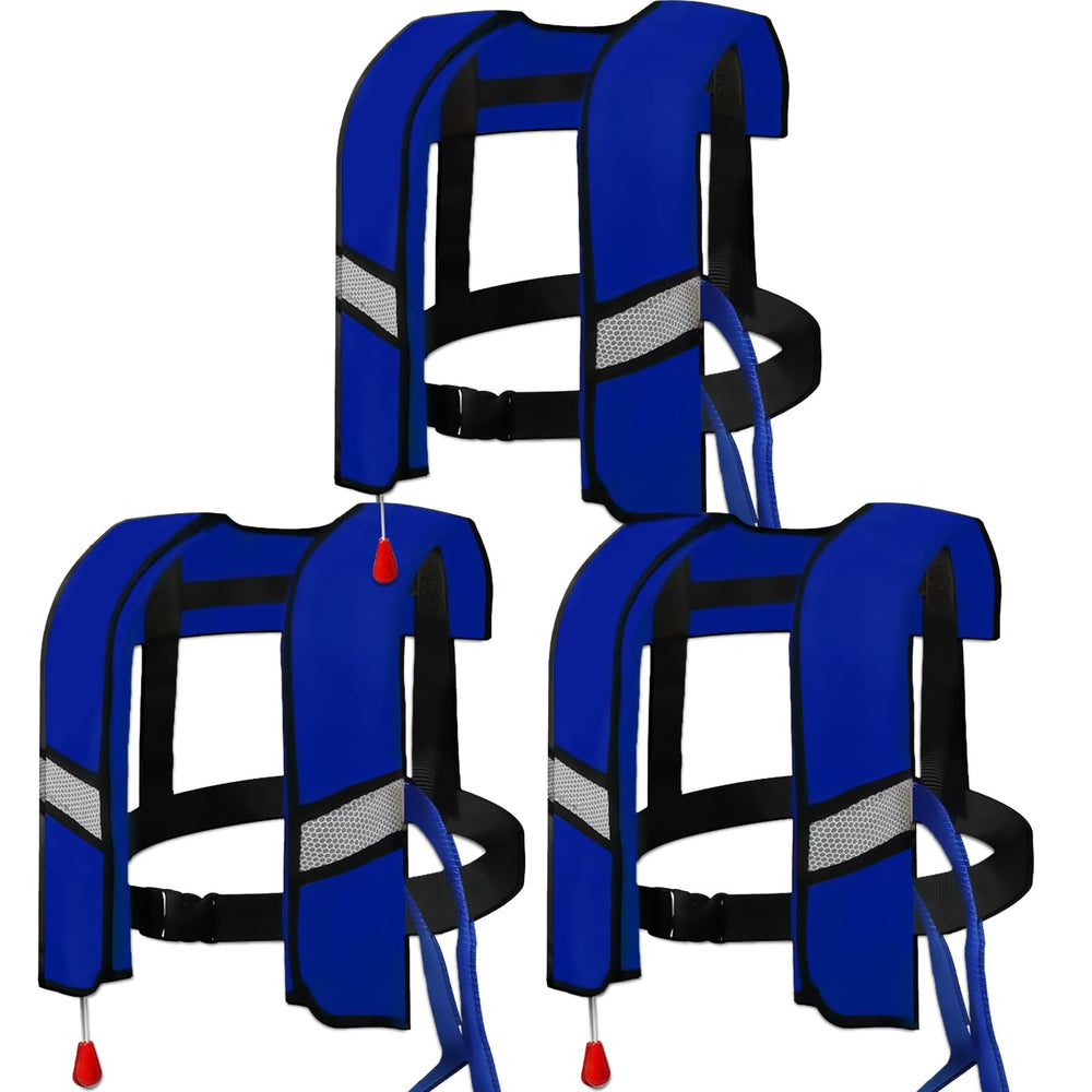 FOLALIFE front view of blue life jacket showing compact design and quick-access features