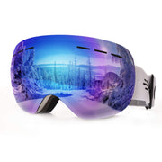 FONHCOO front view blue goggles showing full-face coverage and UV protection benefit