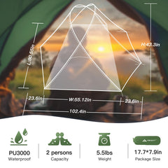 Forceatt interior with two sleeping pads demonstrating roomy sleeping comfort