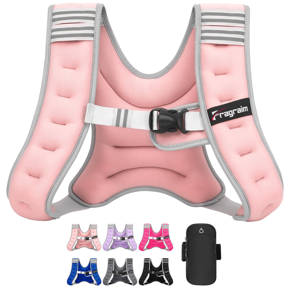 Fragraim vest front view showing pink fit and adjustable buckle for secure training