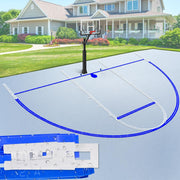 FrameFirm front packaging showing the basketball stencil kit and included parts for easy setup
