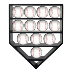 FramePro front view of home plate shelf showing 12 baseball display and clean lines