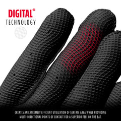 Franklin Sports palm close-up with digital leather etching for enhanced grip