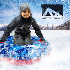 Franklin Sports inflated tube in use on a hill illustrating stability and fun