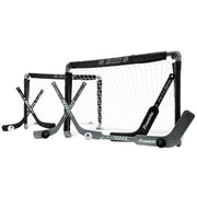 Franklin Sports front view of folded goal showing compact design and easy setup benefit