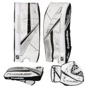 Franklin Sports leg pad front view showing protective coverage and lightweight benefit