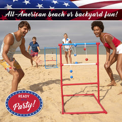 Franklin Sports assembled ladder target on beach illustrating easy outdoor play benefit