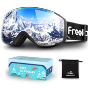 Freela front view of goggles showing mirror lens and full face seal for clear vision