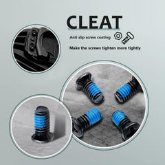 FREERDNG studs mounted on cycling shoe demonstrating secure fit and walkable traction
