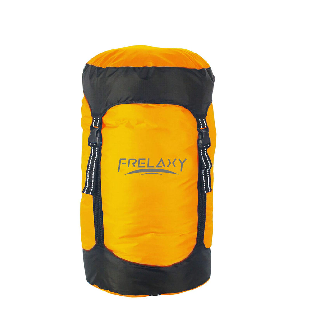 Frelaxy front view of packed sack showing compact storage benefit