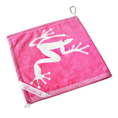 Frogger carabiner clip attached to bag for secure, accessible storage