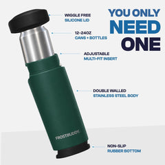 Frost Buddy with a slim 12 oz can proving universal fit and stability