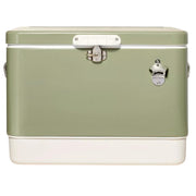 FSE front view of 54 qt olive green cooler showing retro style and large capacity