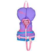 Full Throttle front view infant life vest showing zipper and bright color for quick spotting