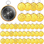 Fumete gold compass front view showing scripture engraving and gift appeal