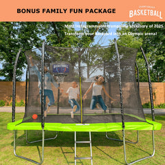 FUNSEEK in use child shooting on trampoline for safe contained fun