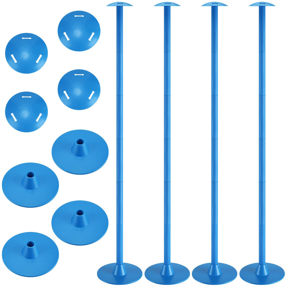 Funtery front view of four blue support poles showing full kit advantage