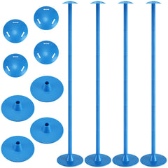 Funtery front view of four blue support poles showing full kit advantage