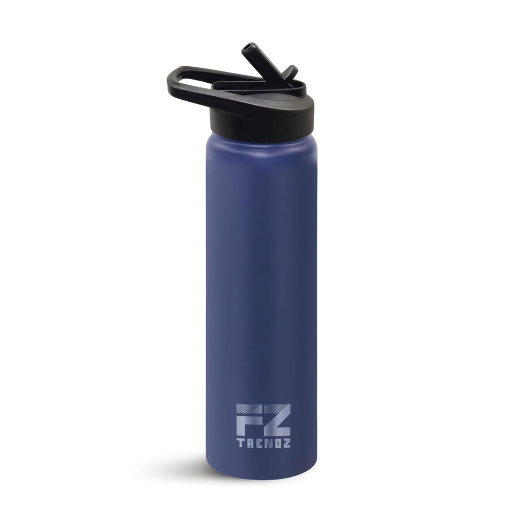 FZTRENDZ front view of blue bottle showing sleek shape and portability