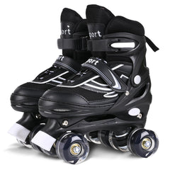 G MGY OLED front view showing black white skates and sturdy shell for dependable fit
