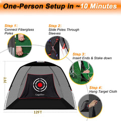 Gagalileo assembled backstop with tri-turf hitting mat ready to practice immediately