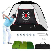 Gagalileo front view of 12x7FT backstop showing full target and frame, ideal for home practice