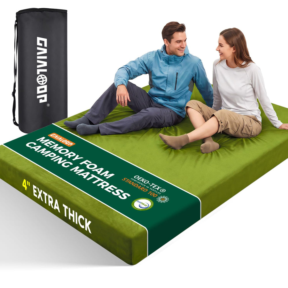 Gaialoop full-size avocado green mattress front view showing plush comfort