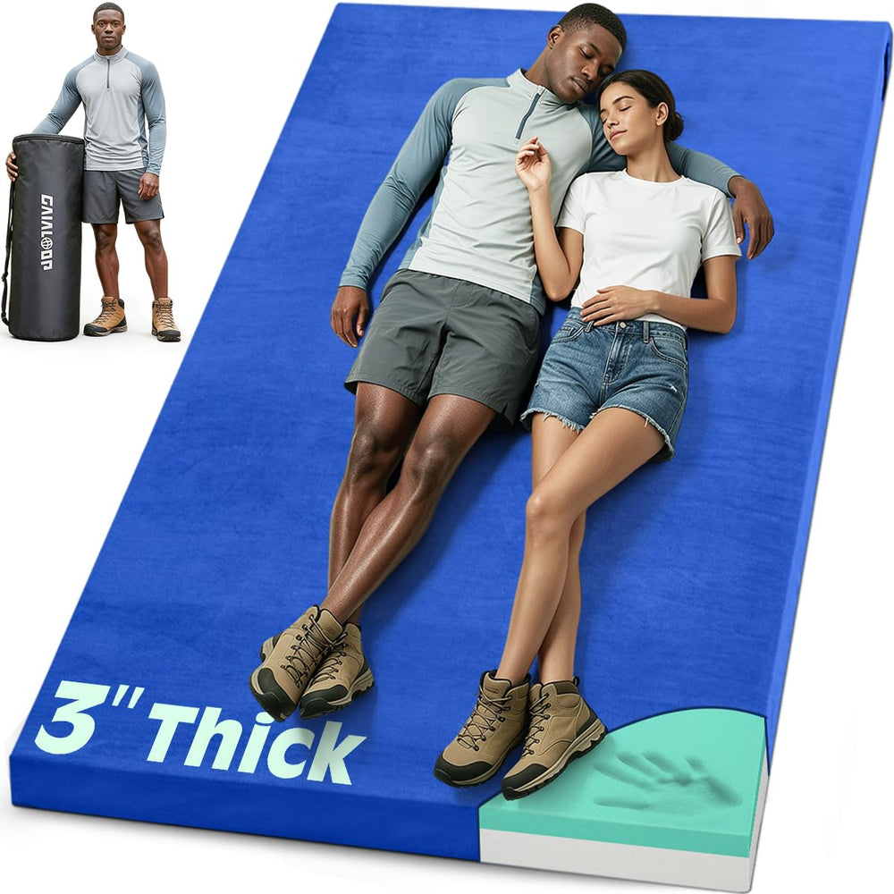 Gaialoop full-size mattress front view showing lapis blue cover and comfort
