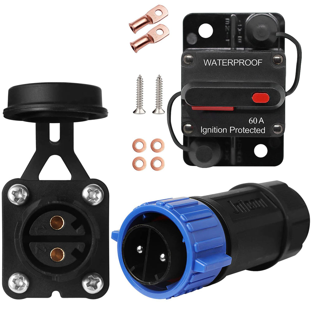 GaiRen front view showing plug and 60A breaker for secure marine power