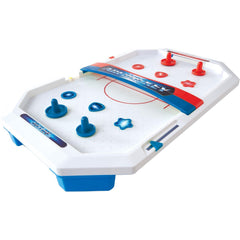 Game Zone front view of tabletop rink showing layout and goals, great for fast play