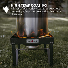 Gas One steel-braided hose detail, highlighting heat-resistant, safe gas delivery