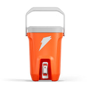 Gatorade dunk cooler front view showing orange shell and secure lid for team hydration