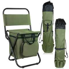 Geetery front view of chair and rod bag, showing organized gear and convenience