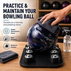 Generic bowling ball on spinner action shot showing visible rotation for rev-rate feedback