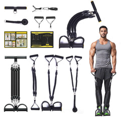 Generic brand front packaging showing full resistance band kit and compact storage benefit