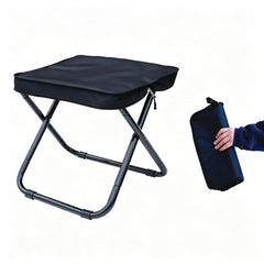 Generic front view folded stool shows compact carry and easy handling