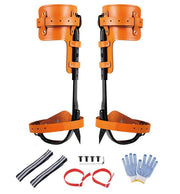 Generic front view of climbing spikes showing sturdy forged steel and clear attachment points