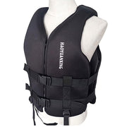 Generic life jacket front view showing secure zipper and comfortable fit