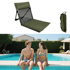 Generic poolside chair front view showing frame and mesh backrest for cool comfort