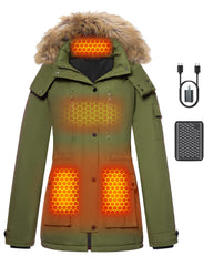 Genovega front view puffer jacket showing tailored fit and warmth benefit