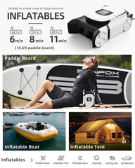 Gicle pump inflating a SUP on the beach for fast on-water setup