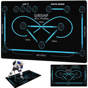 GIRISHIP mat front view showing printed lines for guided stickhandling practice