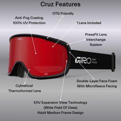 Giro Cruz mounted on ski helmet in action scene, Giro comfort and helmet fit