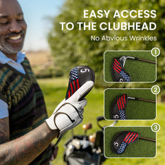 GKandi covers installed in golf bag demonstrating organized, protected irons on course