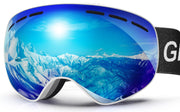GlaRid front view blue goggles showing wide unobstructed slope vision
