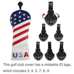 GLOOF fairway cover showing interchangeable number tag for fast identification