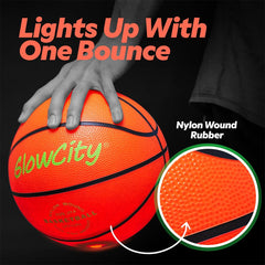 GlowCity ball bouncing mid-air demonstrating stable size-5 bounce and playability