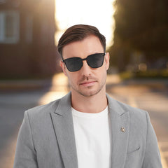 GMKATEYE folded sunglasses in pocket showing 1cm compact travel convenience