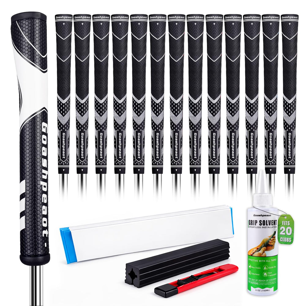 Goashpeaot front packaging showing 13-piece grip set and kit for easy regripping