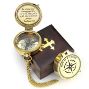 God is My Guide compass front view polished brass, elegant gifting appeal